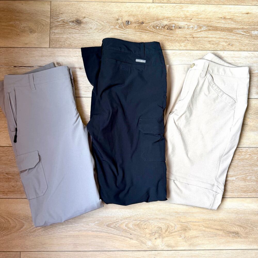 Lot of 3 Eddie Bauer Fleece Lined Hiking Outdoor Cargo Camping Pants Sz 10